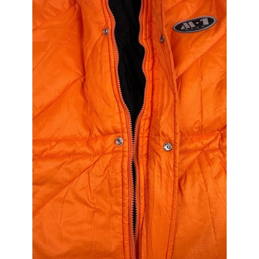 Vintage MATCH 1 Orange Quilted Puffer Parka Hooded Jacket Mens‎ Size L NEW